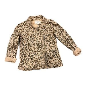 OBEY PROPAGANDA Leopard Jean Jacket Cotton Twill Drawstring Pockets Size Small